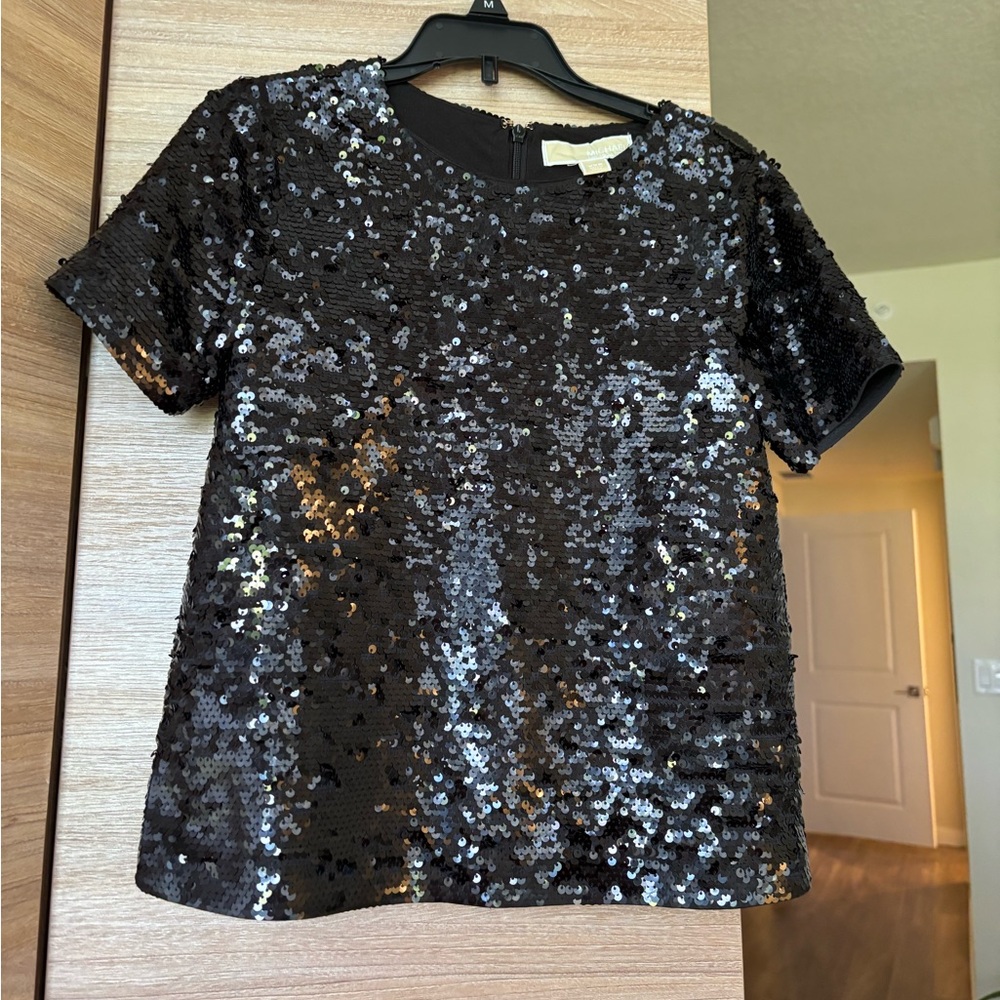 Micheal Kors Black Sparkly Sequin Shirt